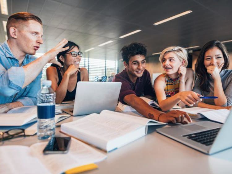 A group of students studying together