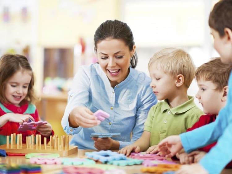 kids playing in classroom