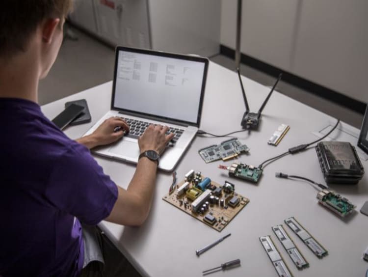 A man working at a computer