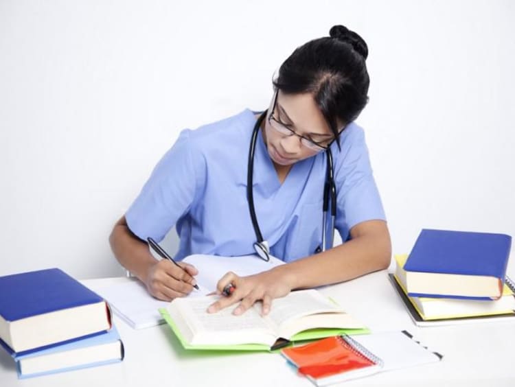 Nursing student studying 