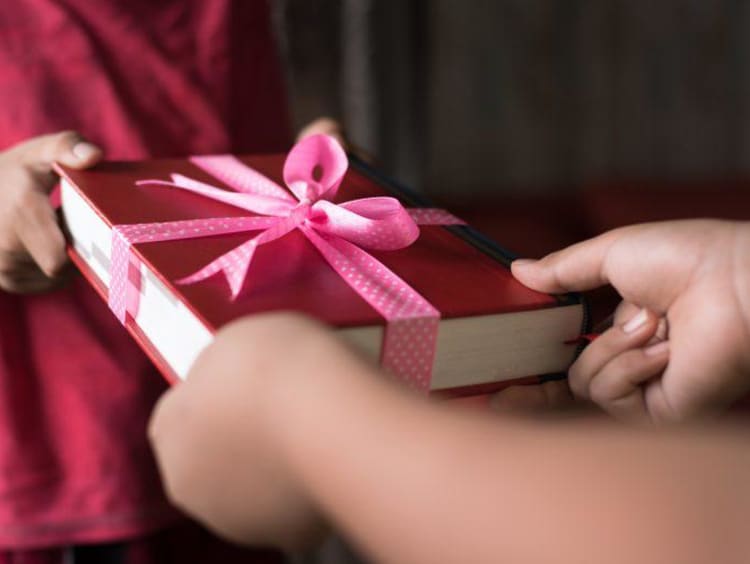 Woman receiving a present