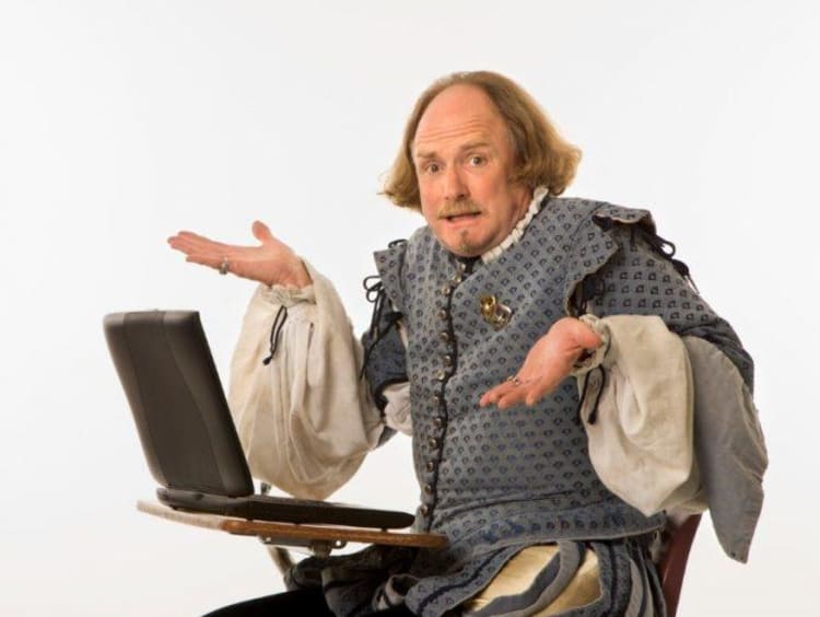 Confused Shakespeare at computer meme