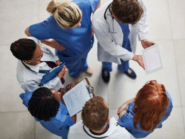 Nurses in a huddle