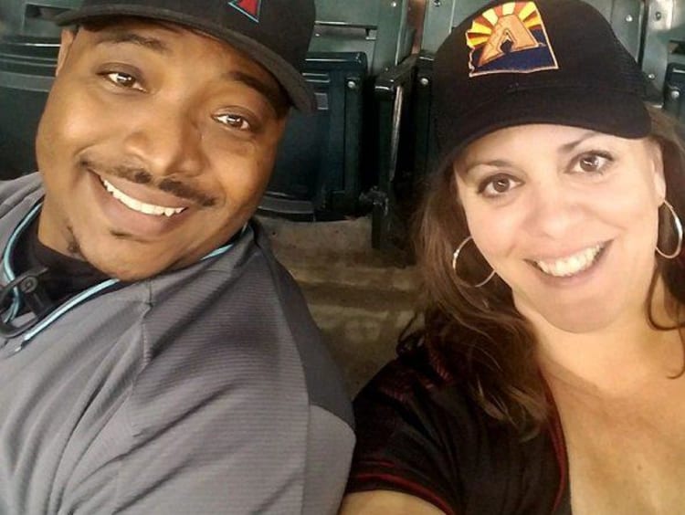 COE faculty member Katy Long and her husband at a Diamondbacks game