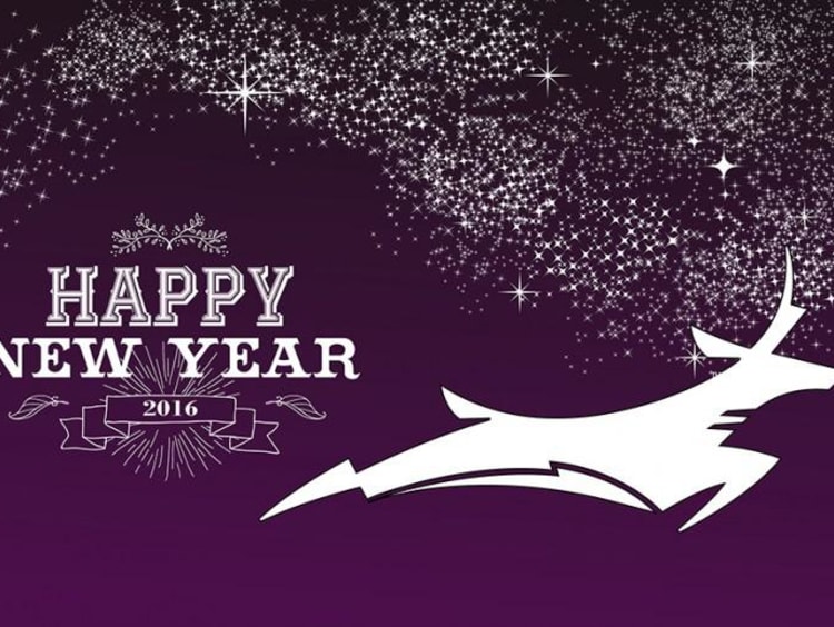 happy new year on purple backgroung with gcu lope logo next to it