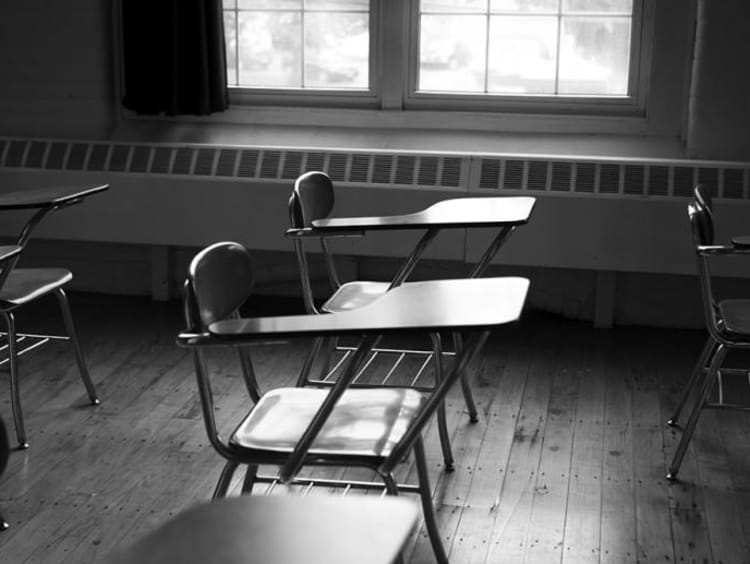 desk in a classroom