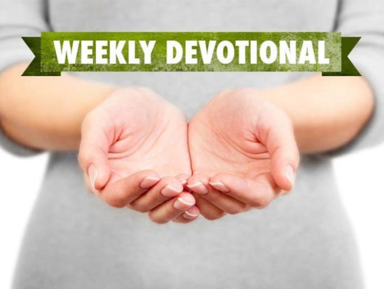 Open hands with weekly devotional text