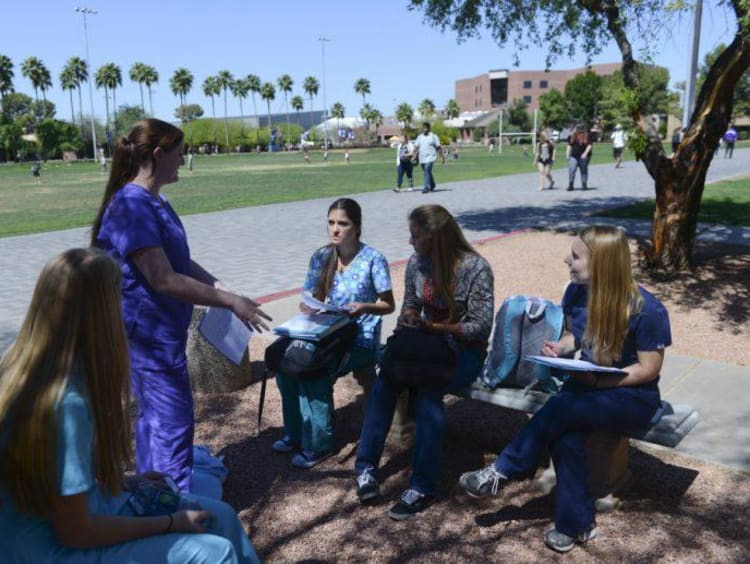 Future health care administrators club meets outside near nursing college