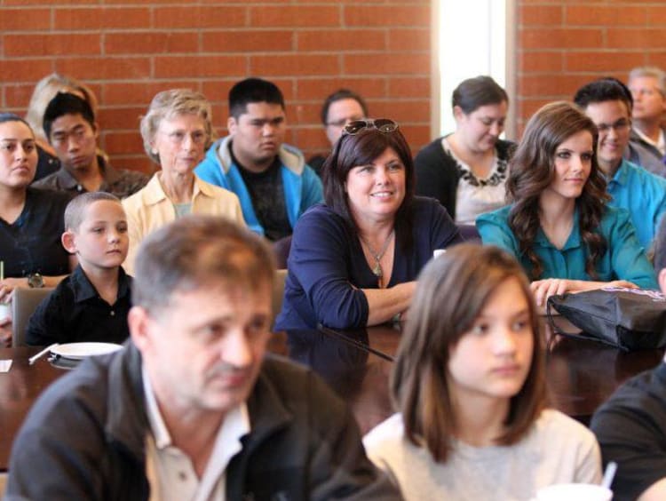 A classroom full of college students