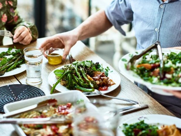 woman setting the table
