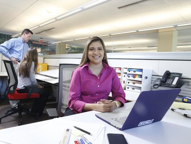 Employee working in cubical