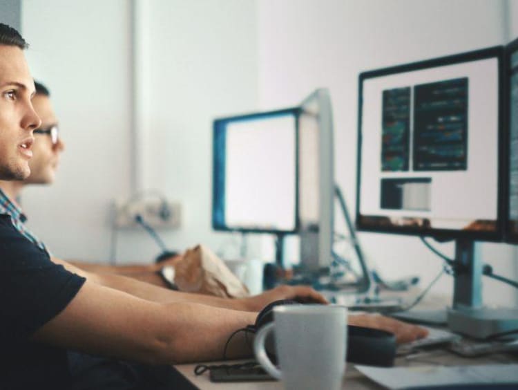 man working on computer