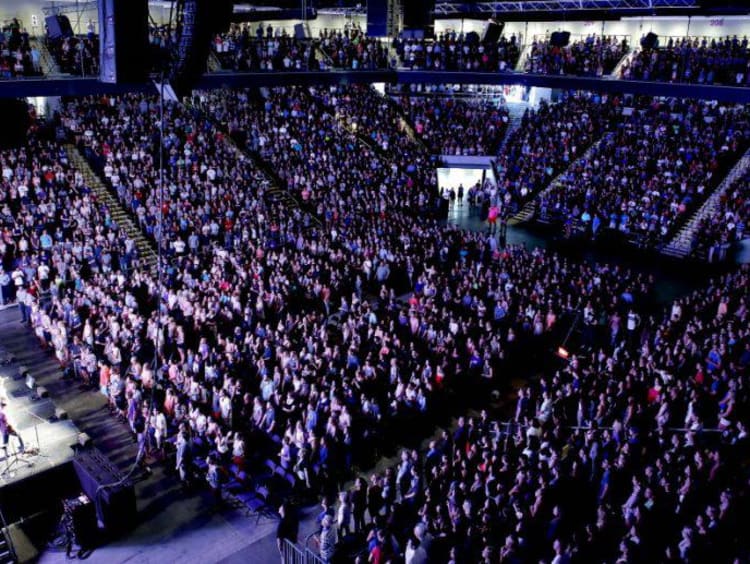 GCU students in the Arena for a Chapel service