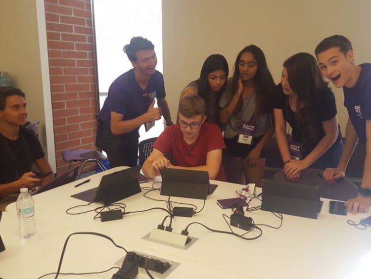 students working on laptops