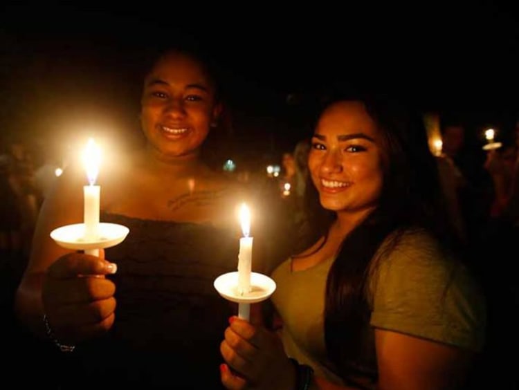 Students at a candle light vigil