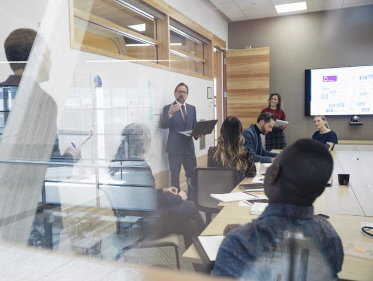 Employees meeting in an office