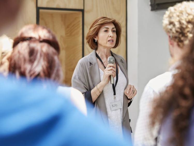 A speaker addressing an audience