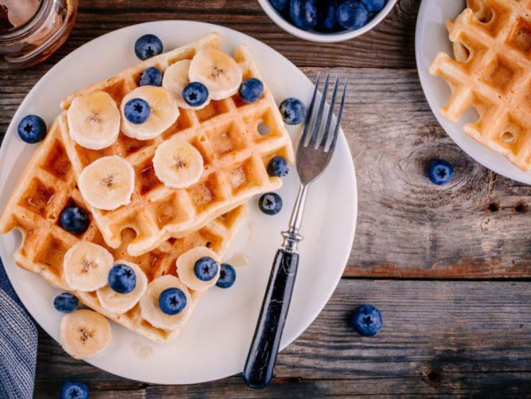 Waffles on a table