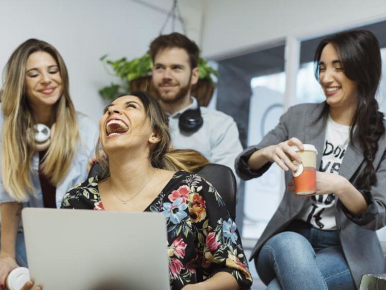 Coworkers sharing a laugh