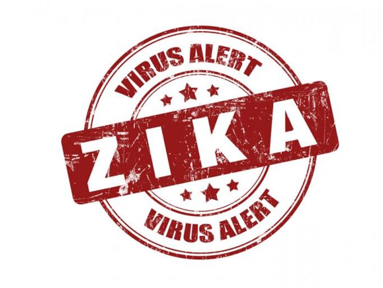 A red virus alert sign reading "Zika"