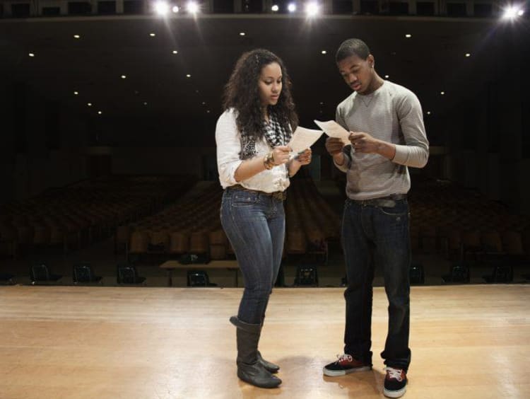 Students preparing for an acting audition