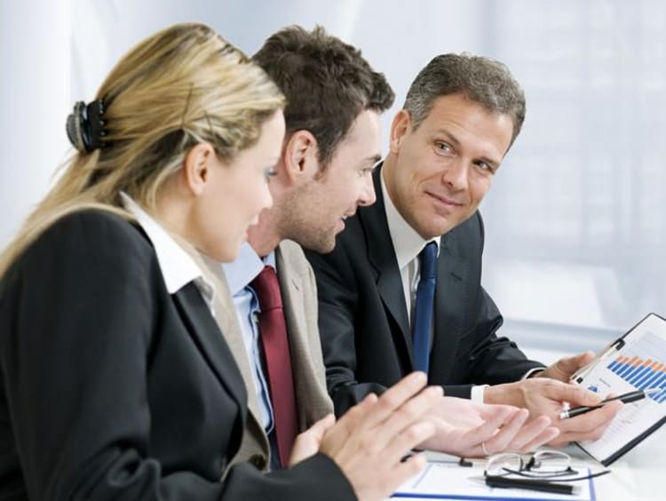 business professionals talking