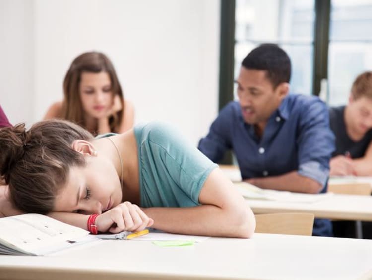 Student sleeping in class