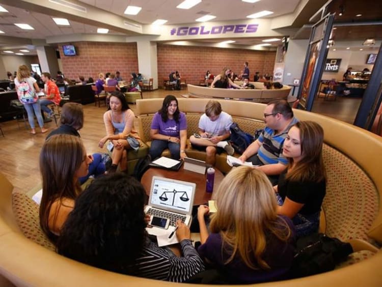 group of students studying