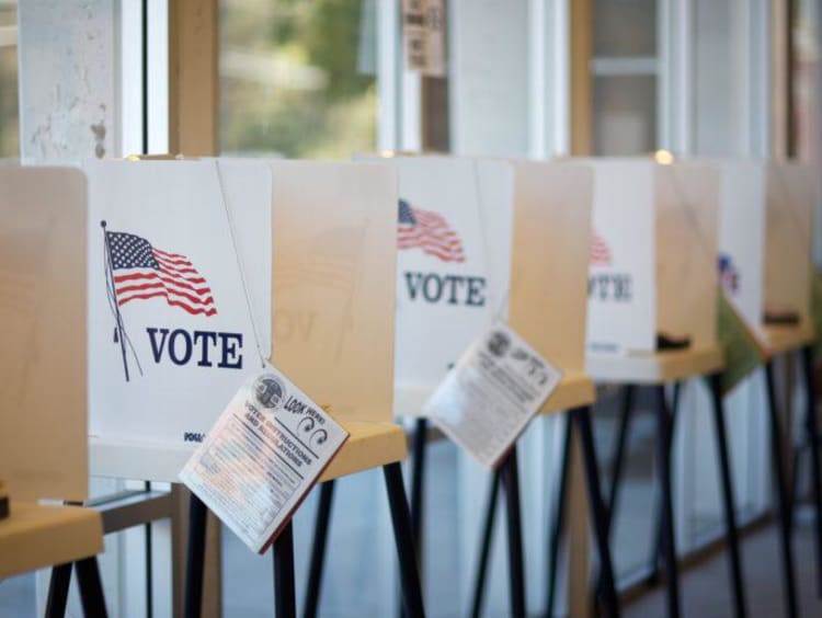 voting booths in a room