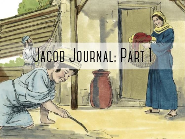 kid playing in dirt with "jacob journal part 1" written on it