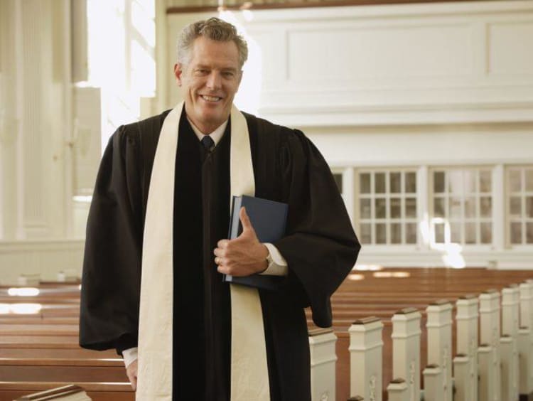 Pastor in church