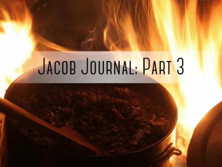 pot on fire with "jacob jornal part 3" written on it