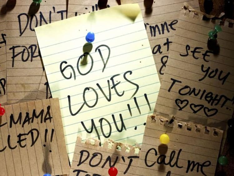 note that says "God loves you"