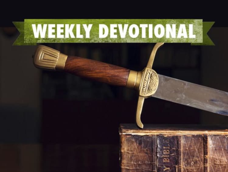 A sword under the Weekly Devotional banner