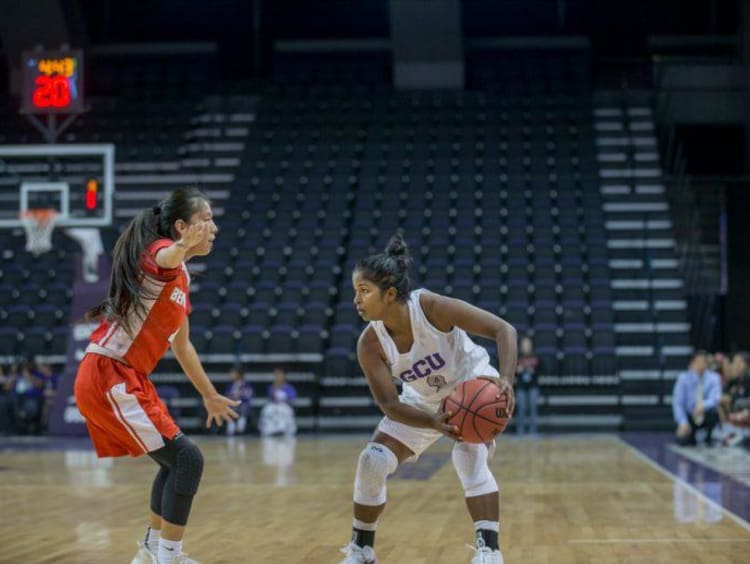 GCU student playing basketball