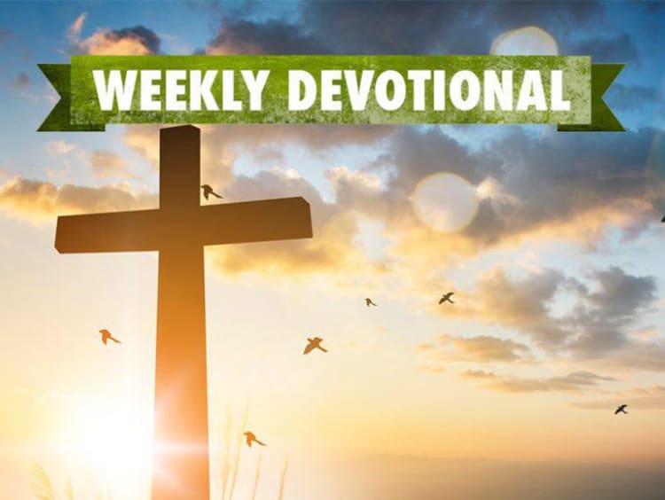 Weekly Devotional: Cross in front of sunset