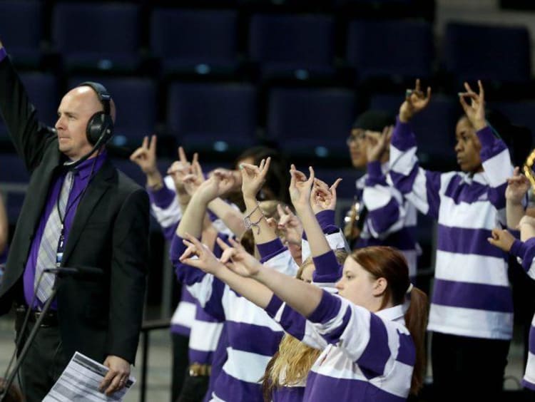 Coach Paul Koch at basketball game