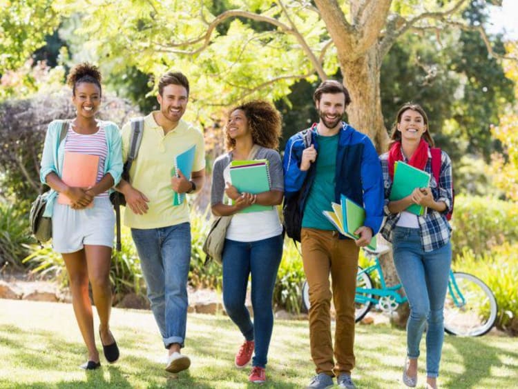 group of students walking