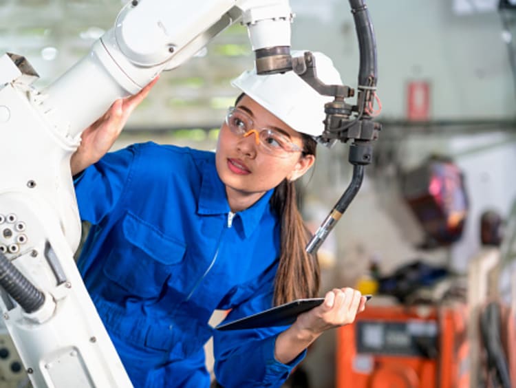 Engineer double-checks the safety of a machine.