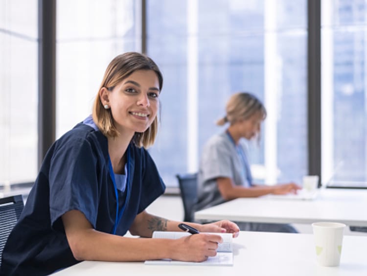 student going through nurse education