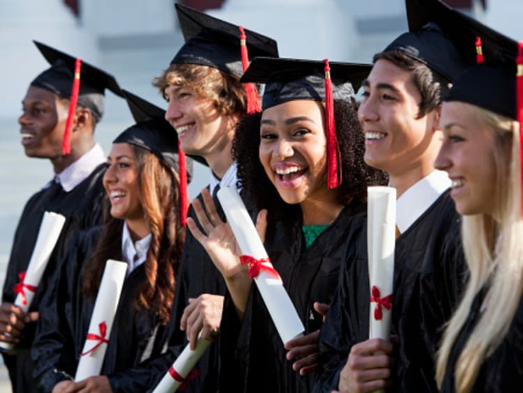 line of students graduating with double majors