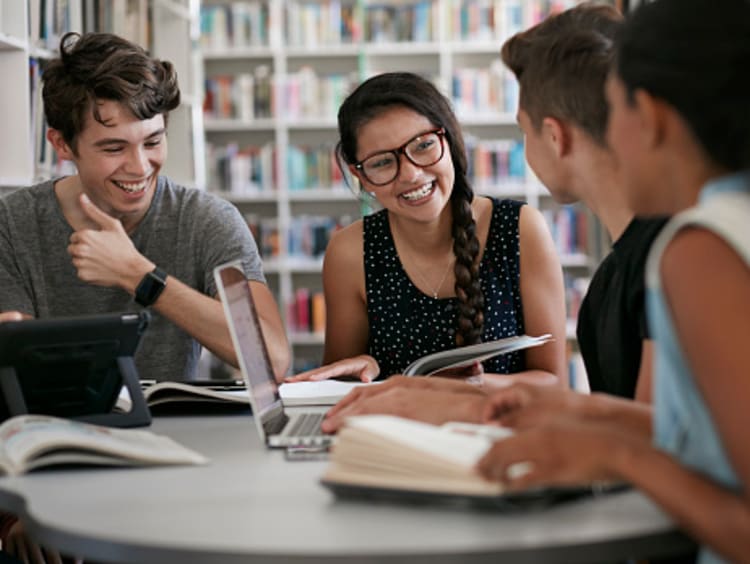 Students in a study room