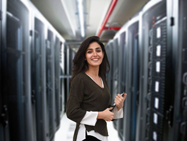 chief information security officer in front of servers