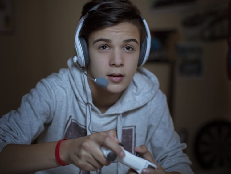 boy playing video games