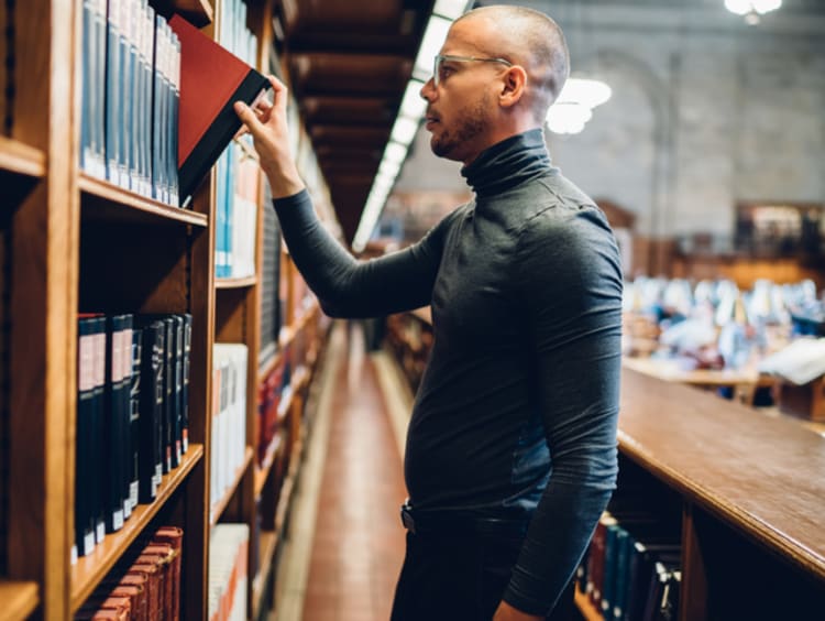 historian researching at library