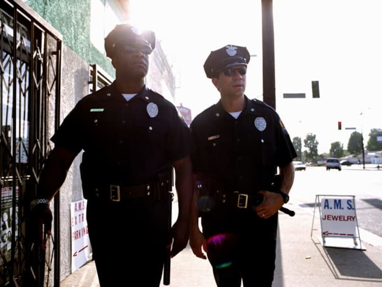 Cops patrolling the streets during their shift