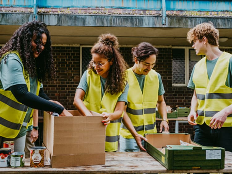 Human services workers working together on project