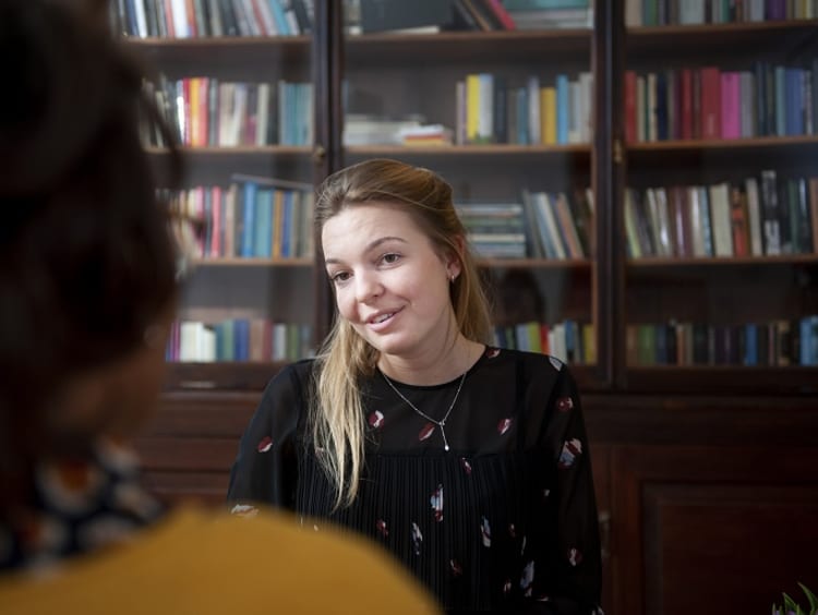 Woman receives counseling from a clinical psychologist