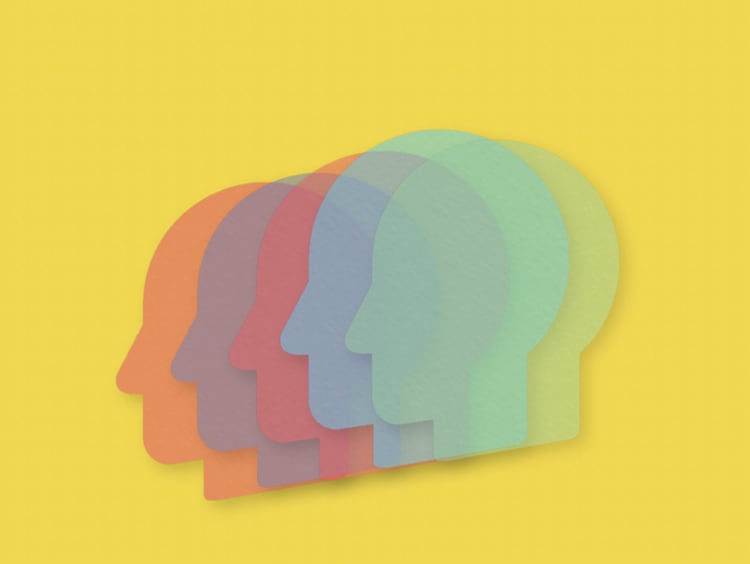 Colorful head silhouettes