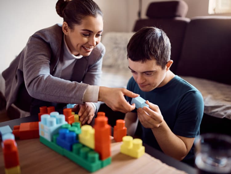 Lead special education teacher with student